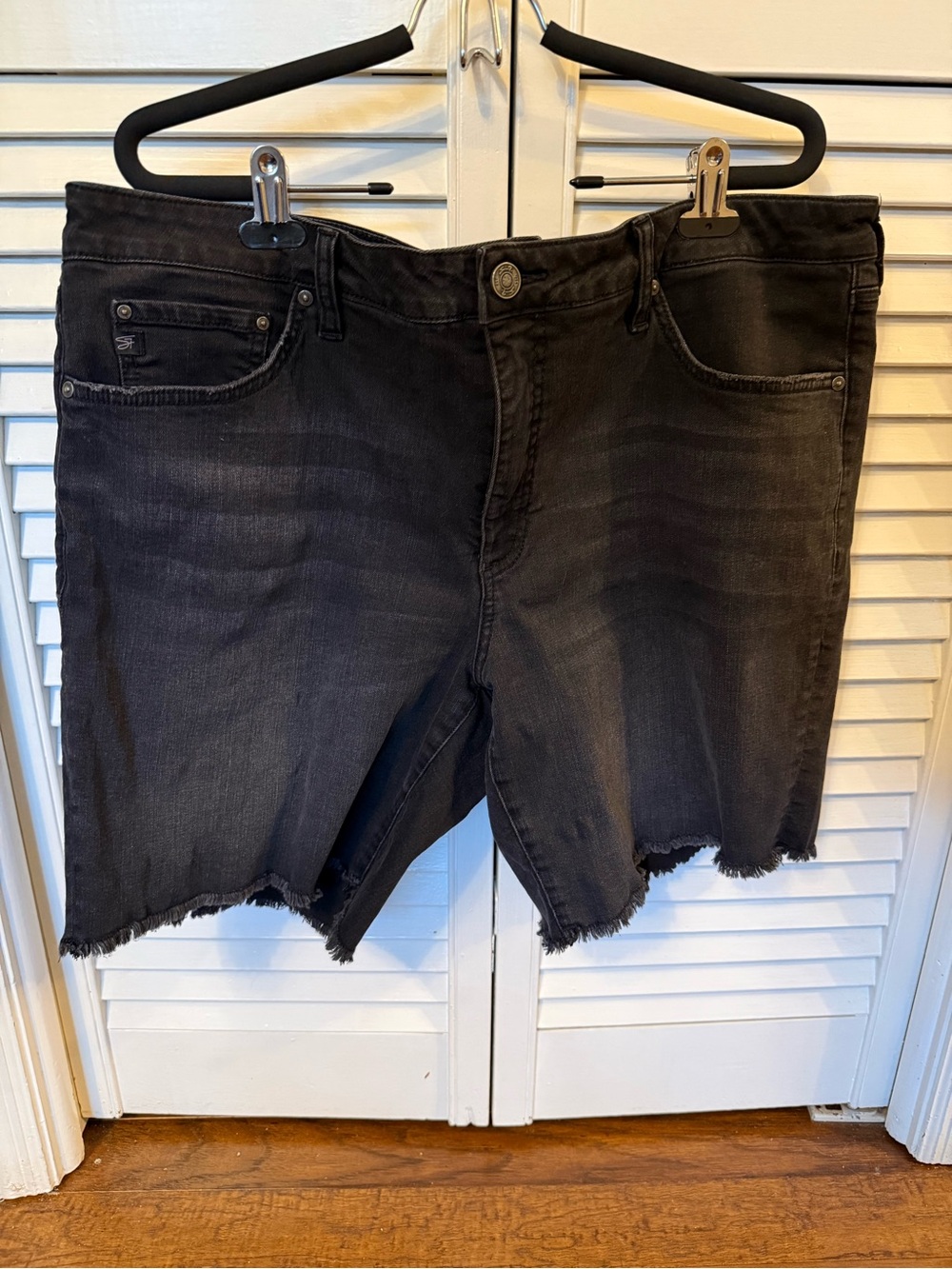 Seven7 Black Distressed Denim Cutoff Shorts